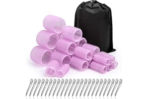 SHYNEK Zestaw 48 wałków do włosów z 24 wałkami (6 Jumbo, 6 dużych, 6 średnich, 6 małych) i 24 klipsami do długich, średnich i krótkich włosów (fioletowe)