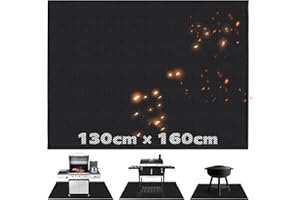 WOCVRYY Tapis de Protection 130x160cm Tapis Barbecue Sol D'extérieur Tapis de Gril Anti Feu BBQ Tapis Réutilisable Facile à Nettoyer Étanche Tapis de Foyer pour Pelouse Patio