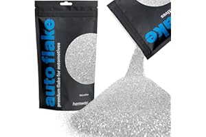 Hemway Automobile Métal Flake Glitter MICROFINE 1/256" 0.1mm 0,004" Peinture métal additif 100 microns Flake 100 g pour une utilisation avec voiture vélo Van Truck Wagon Automotive Spray (Argent)