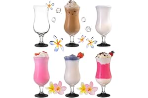Platinux Bicchieri da cocktail 400ml (max. 470ml) Set di 6 pezzi di bicchieri Bicchieri da milkshake grande nero