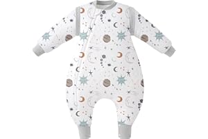 Unnivoll Schlafsack Baby Winter mit Füßen 2,5 Tog Baby Schlafsack mit Abnehmbare Ärmel Baumwolle Babyschlafsack Winterschlafsack Baby Warm und Weich 70 cm für Jungen Mädchen Grauer Himmel