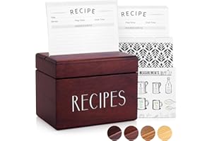 Apace Living Scatola per ricette in noce con carte e divisori di Apace - Scatola porta ricette 4x6 in legno stile vintage - Esclusivamente dalla collezione Premier - Può contenere 240 carte
