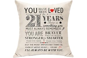 HASODEO Gifts for 21 Year Old Girl Birthday Cushion Cover You Have Been Loved For 21 Years Birthday Decorations Gifts for Boys Age 21 Daughter Son Granddaughter Grandson Keepsake 45 x 45 cm (21)