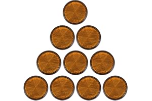 Yinaolan 10 Pack Yellow Self Adhesive Round Reflectors, E9 Approval Road Safety Stick-on Rear Reflectors for Trailer Caravan Truck Lorry or Agricultural Machines