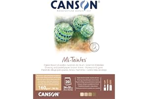 CANSON Halvfärgat - block 20 ark ritpapper 24 x 32-160 g/m² - nyanser av brunt