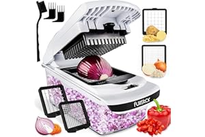 FULLSTAR Coupe Legumes Multifonctions - Spiraliseur et Decoupe Legumes Manuel - Coupe Legume Cube Oignon Carotte Concombre Tomates Fruits - Cuisine Accessoires (2-en-1 Blanc)