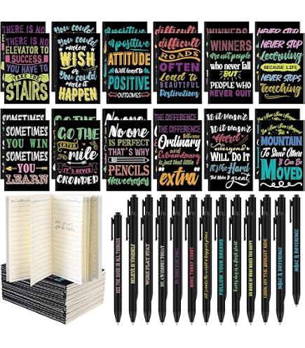 Notebook Gift Quote 48-Pack Employee Appreciation Gifts - 24 Motivational Pens & 24 Mini ...