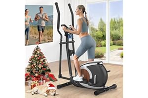 Neezee Vélo Elliptique avec Soutenir l'APP Bluetooth Fitness, 16 Niveaux de Résistance Réglables, Volant d'inertie 6 KG, Écran LCD, Porte-Bouteille, Velo Elliptique Ultra Silencieux pour La Maison