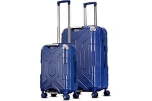 PREVEL Awenger Luggage Sets of 2 | 100% Polycarbonate Suitcase - Cabin (20 Inch) + Check-in (28 Inch) | Hard Shell 8 Spinner Wheels 360° Spinner | Lightweight & Durable Luggage | Water Repellent|Blue