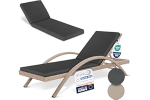 Beautissu Coussin Bain de Soleil 190x60 Imperméable Set de 2 Matelas Transat Bain de Soleil – Résistant aux Intempéries Séchage Rapide Lavable – Coussin Chaise Longue Exterieur Anthracite