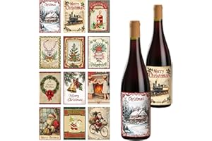 BACH AND BOUJEE 24 autocollants pour bouteilles de vin de noël étiquettes pour bouteilles de vin pour annoncer une grossesse et étiquettes pour bouteilles de grossesse motifs vintage de noël étiquettes