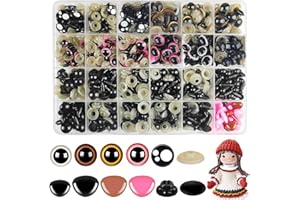 HAVACUE ㅤ HavaCue 620PCS Safety Eyes for Crochet Toys,6-14mm Safety Eyes for Amigurumi,Color Teddy Bear Eyes and Noses,Plastic Safety Eyes for Toy Making with Washers for DIY Craft Dolls
