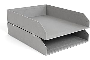 BIGSO BOX OF SWEDEN Zestaw 2 półek na dokumenty – półki z możliwością układania w stos na listy, dokumenty itp. – system porządkowania z płyty pilśniowej z papierowym jasnoszarym