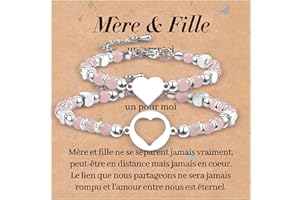 YELUWA Mere Fille Bracelet Cadeau Maman Bracelets, Bracelets Maman et Moi, 2 Pcs Mère Cadeaux Fetes Des Mere Anniversaire Femme Ado Original Idee Cadeau Fille 6 7 8 9 10 11 12 Ans Pierre de Lune
