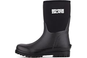 Savage Island Women's Short Neoprene Insulated Rubber Wellington Boots Warm Lined Fully Waterproof Wellies