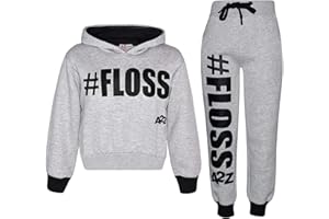 A2Z 4 Kids Girls Tracksuit Floss Crop Top Jogger Set Two Piece Activewear Outfits Fleece Lined Hoodie Trousers Set Soft Cosy Fleece Casual Workout Running Loungewear Jogging Sweatsuit Ages 5-13