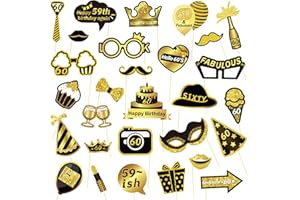 AIYONG 60. Foto Requisiten Photo Booth für 60. Geburtstagsfeier 60. Feier Happy Birthday Party Bildrequisiten