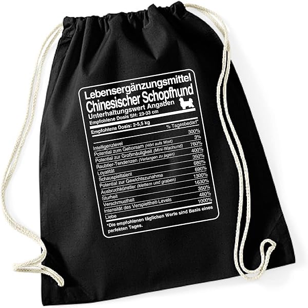 Siviwonder Turnbeutel Baumwolle - Lustiger Spruch 'Pommes Hunger', 37x46 Cm, Schwarz