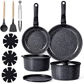 GiPP Set of 15 Non-Stick Induction Pots and Pans - Toxic Free | Kitchen Battery with Removable Handle, Suitable for All Types