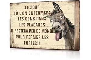 Putuo Decor Plaque Métallique Humour Ane avec Citation Ironique, Panneau Vintage pour Décoration Murale Toilette Cuisine Salon, Plaque en Aluminium Rigide, 30x20 cm(dans Les Placards)