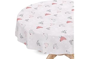 ANRO Mantel de hule lavable, redondo, 120 cm, borde de corte, diseño de gallinas, color gris