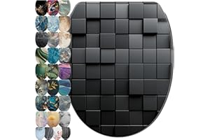 Sanilo WC Sitz mit Absenkautomatik & Schnellverschluss, Toilettendeckel per Knopfdruck abnehmbar, einfache Montage von oben (Cube)