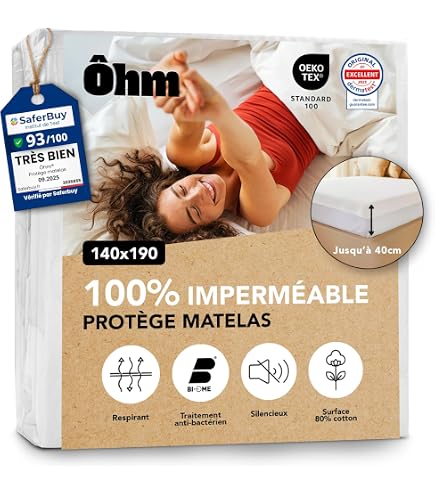 Mamjack Protège-Matelas 140x190 Cm Imperméable Et Respirant - Alèse Avec Jupe Élastiquée Jusqu'à 28 Cm - Protection Optimale