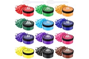 FIDTON Coloranti Alimentari in Polvere 12 Colori X5g - Set di Colorante Alimentare Altamente Concentrati per la Cottura, Colorante Alimentare in Polvere per Torte, Glassa (Uso Domestico e Professionale)