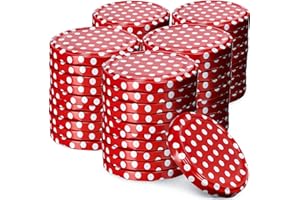 KADAX Schraubdeckel fi82 mm, Twist-Off-Deckel Set aus Metall, Ersatzdeckel für Einmachgläser, Deckel mit 6 Einrastzähnen für Sturzgläser und Einmachgläser (Rot gepunktet, 50 Stück)