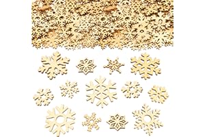 ParPix 100 Stück Holz Schneeflocken Deko Konfetti, Groß Streudeko 3,3cm, Tischdeko für Weihnachten, Holzdeko für DIY Basteln Winterdeko