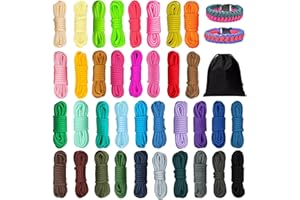 SATISKID 36 Colors Paracord Bracelet Rope 10 Feet 4mm Paracord 550 Parachute Cord 7 Strands Nylon Ropes Outdoor Survival Rope for DIY Bracelets Outdoor Activities Keychain Dog Leads Carabiner (Solid Color, 3M)