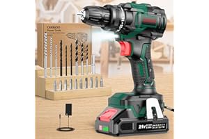 CEEIGOO Taladro Percutor a Bateria Sin Escobillas,Taladro Atornillador Batería 21V con Batería 2.0Ah, Atornillador Electrico 42Nm, 18 +1 Ajuste de Par, 20 Accesorios, 2 Velocidad Para Hogar, Bricolaje