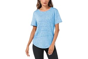 Terecey Camisetas Deporte Manga Corta Mujer Camiseta Tecnica para Mujer Suelta Camiseta Fitness Mujer y Cuello Redondo Camiseta Deportiva de Secado Rápido para Yoga Pilates S-XXL