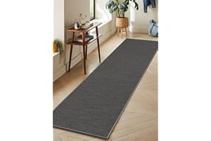 LEKEEPGO Alfombra Cocina Lavable Antideslizante 64x240cm, Alfombras Cocina Lavable, Alfombra Pasillo Larga, Tapete Cocina, Absorbente Alfombra para Cocina, Comedor, Pasillo, Lavadero, Gris