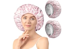 E ENASUE 2 Pack Deep Conditioning Hair Cap,Hair Cap for Oil Treatment,Trockenhauben Für Haare，Haarhaube Färben,Bonet,Shower Cap and Heat Cap Two Uses (Die kleine Rosa lady)