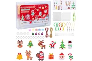 Nakutita 2500 Bügelperlen Weihnachten Set, Steckperlen 5 mm Perlen mit Steckplatte, 15 Muster, Bügelpapier, Kreative DIY Kit zum Basteln Handwerk für Kinder Geschenk Weihnachtsdekoration