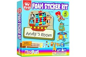 KRAFUN My First Foam Sticker Kit, 5 No Mess Crafting Arts and Crafts for Kids, Animal Craft Kits & Supplies, DIY 600pcs Felt Sticker Creative Activity, Gifts for Boys Ages 3-6