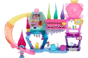 Mattel DreamWorks Trolls Band Together-leksaker, Mount Rageous-lekset med liten drottning Poppy-docka och mer än 25 tillbehör