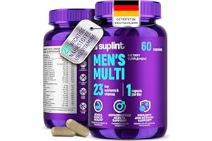 ‎SUPLINT Multivitamin für Männer - 60 Kapseln für 60 Tage - Vitamin Komplex A-Z & Mineralstoffe wie Zink, Magnesium, Und Mehr - Hochdosierte Tabletten Multivinamine A, C, D, E, B6, B12, K