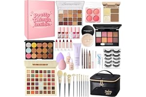 MUIEFE Set Trucchi Donna, Kit Make Up Completo, Tutto in Uno Trousse Trucchi con Palette Ombretto Paletta Correttivi Contouring Fondotinta Mascara Gloss Labbra Liner Occhi Matite Ssopracciglia Borsa Trucco