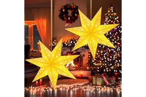 KATELUO Estrella de Papel 3D para Navidad - Lámpara Plegable con Luz para Año Nuevo, Fiesta, Boda, Cumpleaños