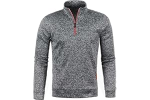 HAOLEI Mens V Neck Jumper Sale Clearance 1/4 Zip Fleece Lined Pullover Regular Fit Autumn Winter Velvet Sweatshirt Sweat Tops UK Size 10-20