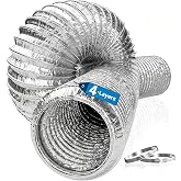 Hon&amp;Guan &Oslash;100mm X 2.5m Aluminium Ventilation Hose Pipe Air Outlet | Flexible Aluminium Tube with 2 Clamps for Hood, Bathroom,
