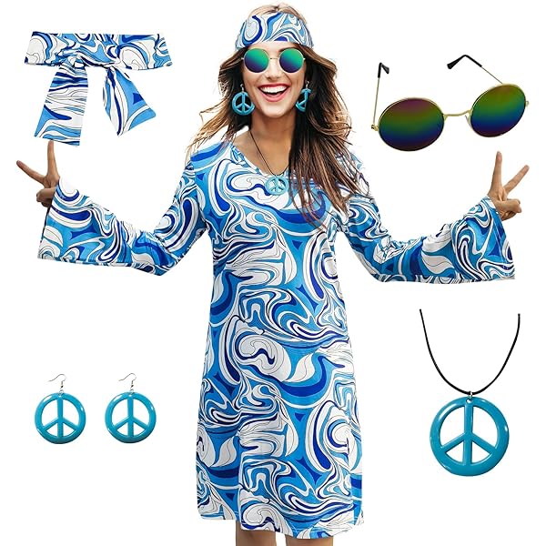 Bristol Novelty Forum Novelties 77053 Hippy Fur Rever Groovy Costume (UK 10-12) World Book Day Halloween Halloween