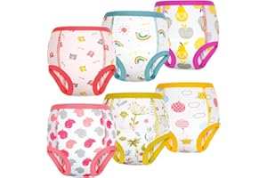 FLYISH DIRECT Potty Training Pants Breathable, Soft Cotton Girls Training Pants for Toddler, Absorbent Baby Training Underwear Girls and Boys, Hollow Out, 6 Packs, Pink, 4 Years