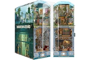 Tonecheer Book Nook Kit puzzle in legno 3D Booknooks fai da te modellini adulti da costruire in miniatura casa libreria Nook Book con luce regalo divertente regalo di compleanno (Haven Zero)