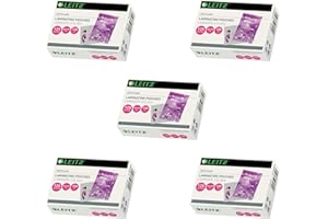 Leitz Lot de 100 Pochettes de plastification à Chaud Brillantes, Transparentes, 60 x 90 mm, épaisseur 125 microns, 73690002 (500 Feuilles de plastification à Chaud 125 microns, 60 x 90 mm)
