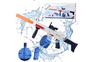 HUMILUFT Electric Water Gun, 380+120CC Water Pistol, High Capacity High Pressure Automatic Squirt Guns for Adults Kids, Automatic Powerful Water Blaster Pistols, 25-32FT Range Squirt Summer Toys (Blue)