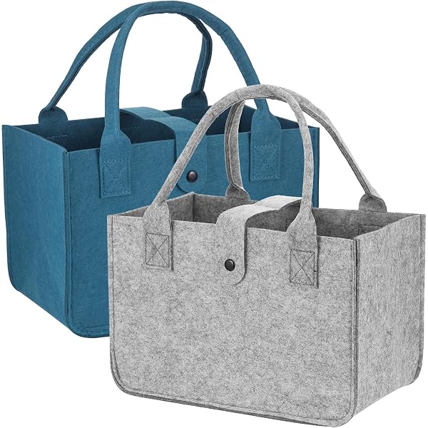 Lot De 3 Sacs En Feutre Avec Compartiments à Bouteilles – Grands Sacs Fourre-tout Pliables, Légers Et Durables, Idéaux Pour Courses, Pique-nique Ou Rangement