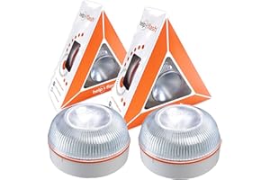 HELP FLASH Luz de Emergencia autónoma, Señal de preseñalización de Peligro y Linterna, Homologada, Normativa DGT, V16, con Base imantada, Activación automática, Hecho en España, 2 Unidades